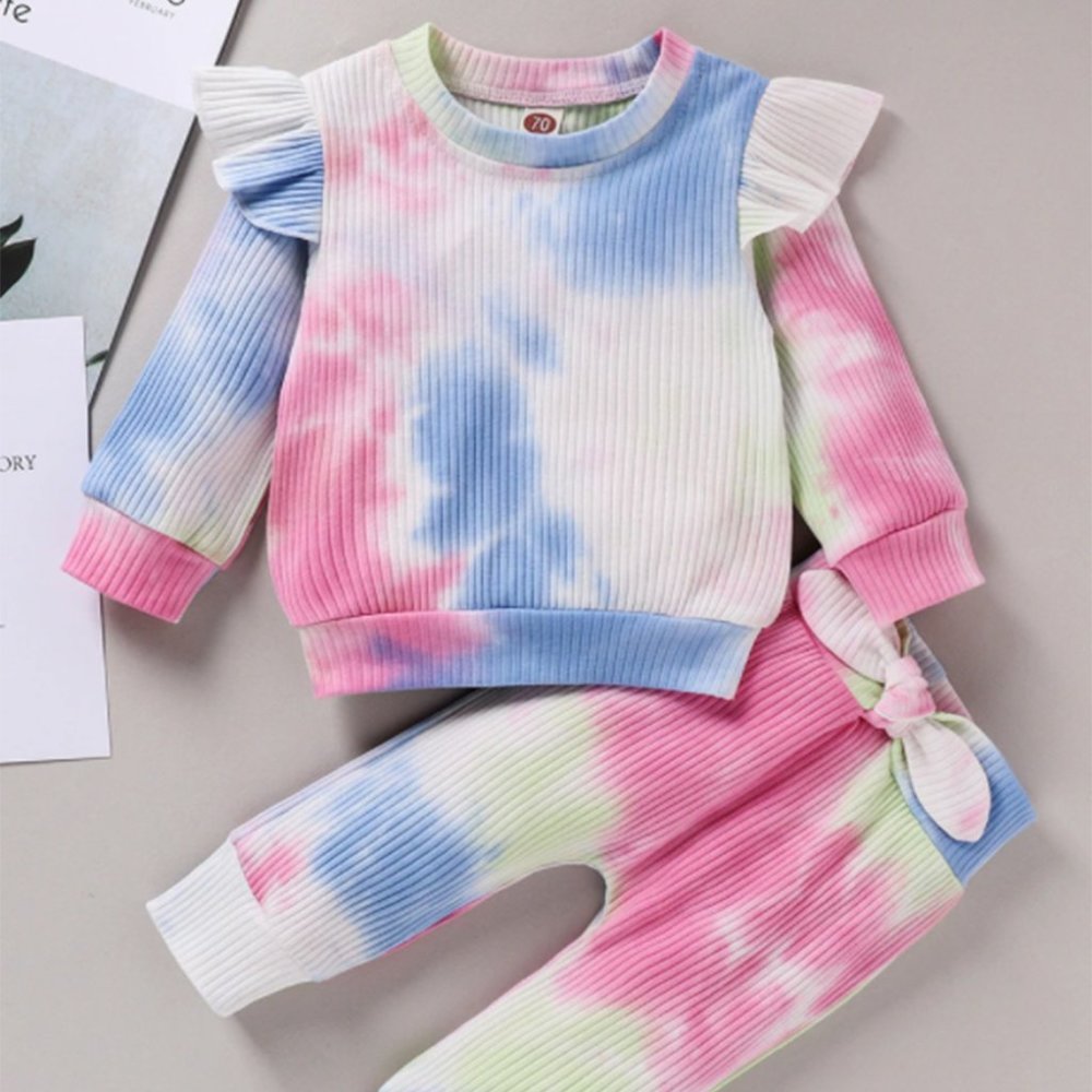 Pink Multi Tie-Dye Long Sleeve Top & Pants Baby Girl 2-Piece Outfit